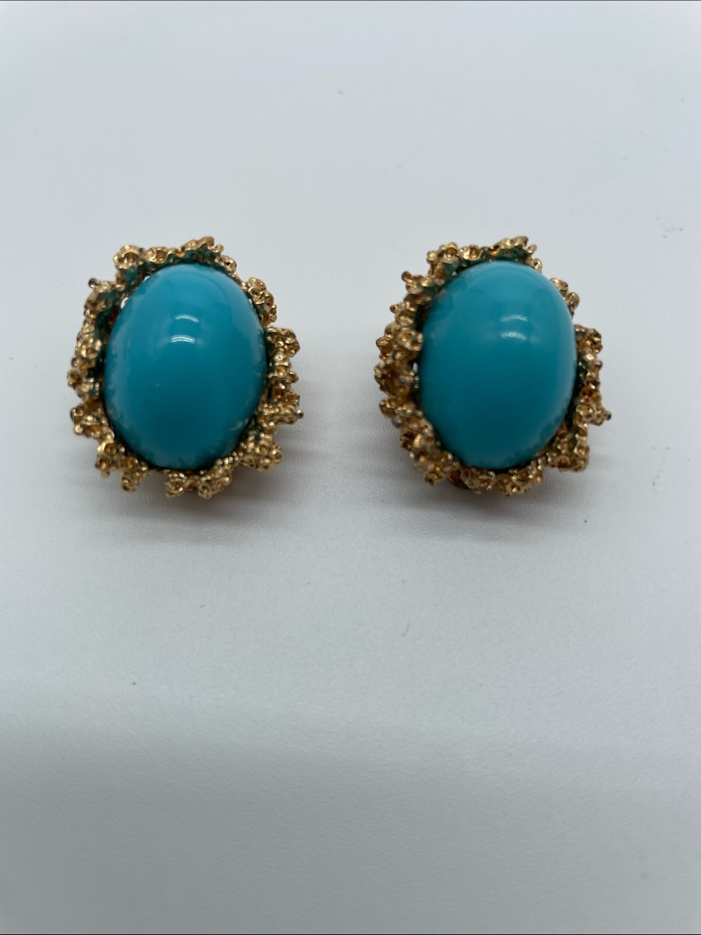 Panetta Gold-Tone Turquoise Cabochon Clip-On Earrings
